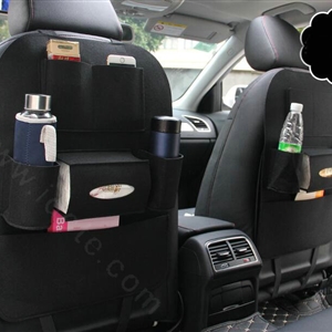 Large Waterproof Felt Car Seat Back Organizer Holder Pocket Hanger Storage Bag - Pure Black