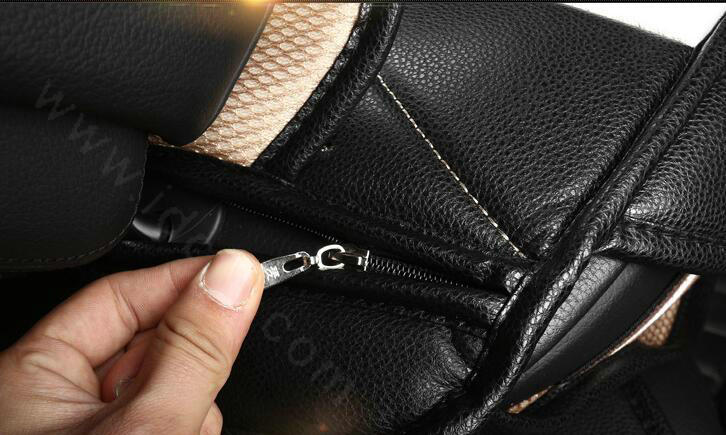 Luxury Personality Owl General Car Seat Covers Genuine PU Leather Cushion 10pcs Sets - Black