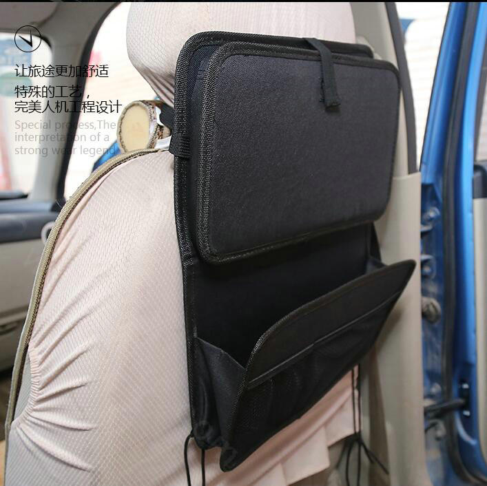Multifunctional Folding Tray Car Back Seat Organizer Laptop Holder Dining Table Storage Bag - Black