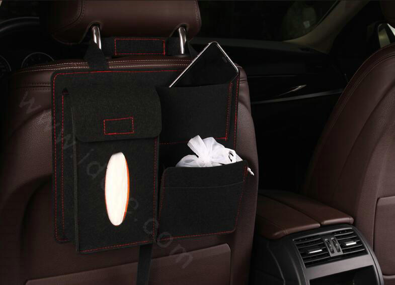 New Waterproof Felt Car Seat Back Organizer Holder Pocket Hanger Storage Bag - Black
