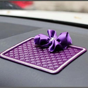 Women Flower Rhinestone Automobile Non-Slip Mat PVC Car Anti-Slip Mat Plastic - Purple