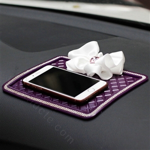 Women Flower Rhinestone Automobile Non-Slip Mat PVC Car Anti-Slip Mat Plastic - White