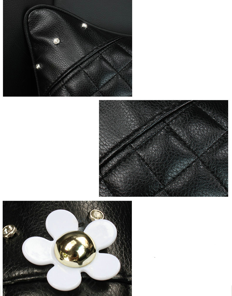 1PCS Daisy Flower Leather Car Neck Pillow Four Seasons General Auto Headrest for Women - Black