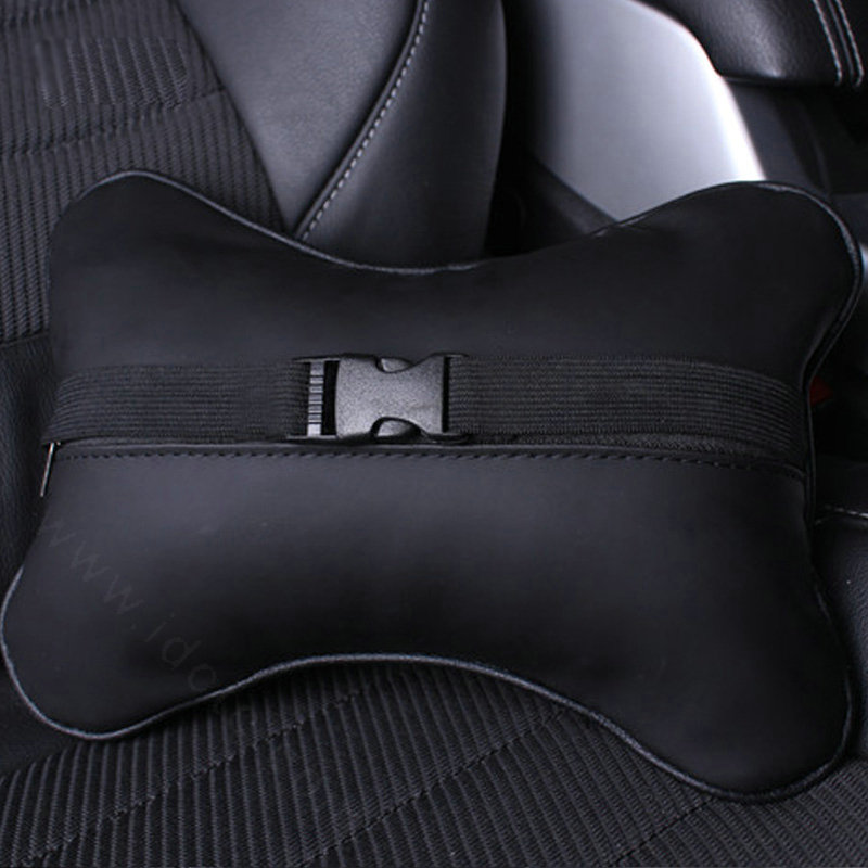 1PCS Flower Crystal Leather Car Neck Pillow Four Seasons General Auto Headrest for Women - Pink