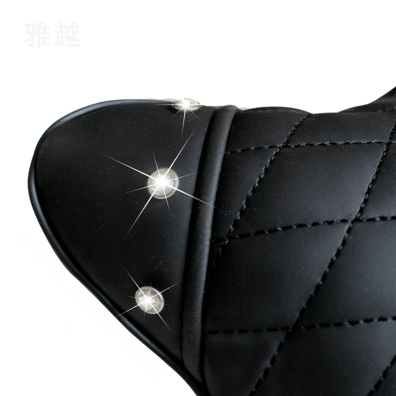 1PCS Flower Crystal Leather Car Neck Pillow Four Seasons General Auto Headrest for Women - Pink