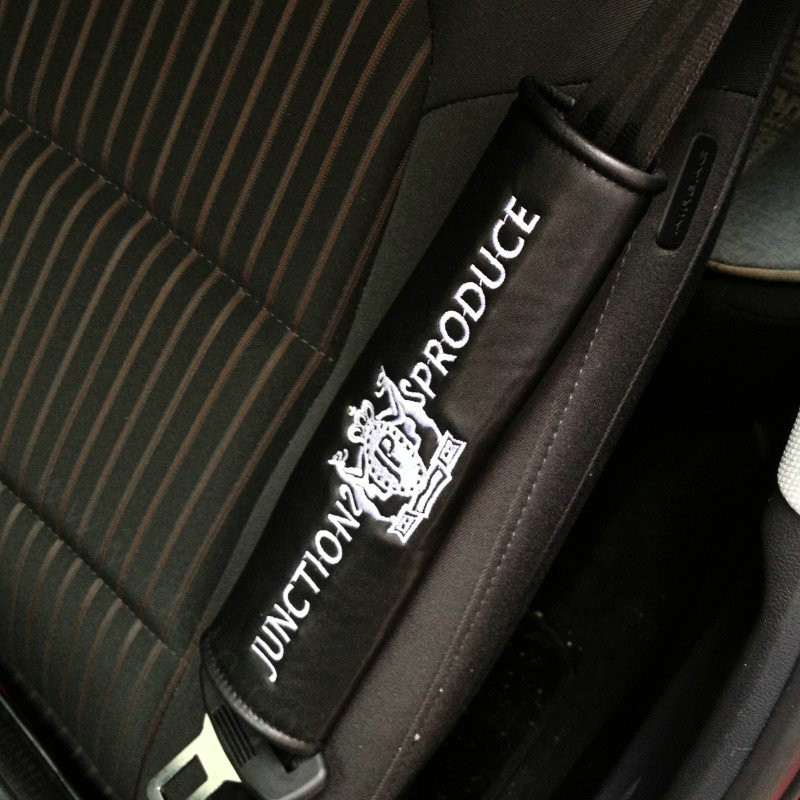 1pcs Car Safety Seat Belt Covers Embroidery Leather Auto Interior Accessories - Black White