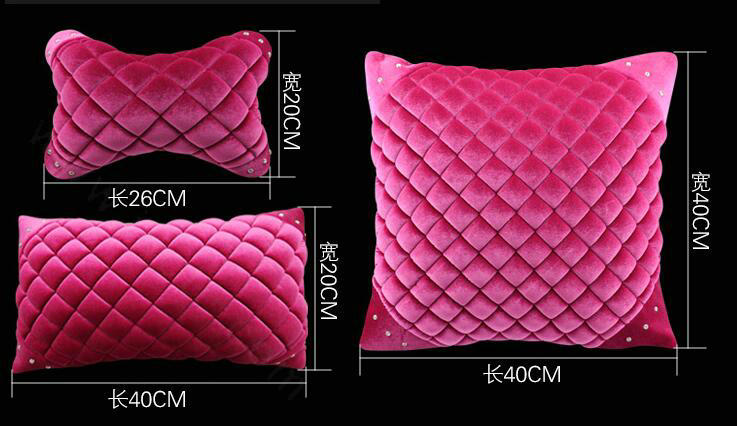 1pcs Diamond Plush Car Arms Pillows Support Lumbar Cushion Auto Interior Decoration - Rose