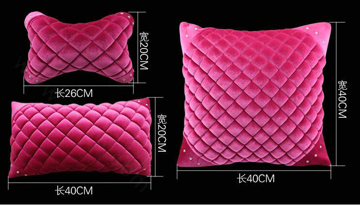 1pcs Diamond Plush Car Waist Pillows Support Lumbar Cushion Auto Interior Decoration - Rose