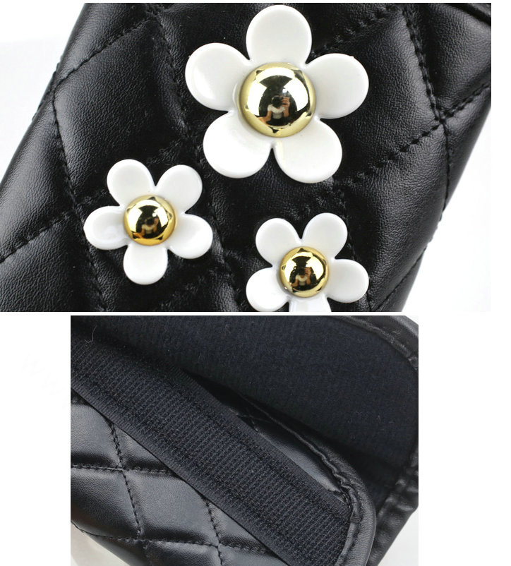 1pcs Flower Leather Car Safety Seat Belt Cover Crystal Shoulder Pads Accessories - Black