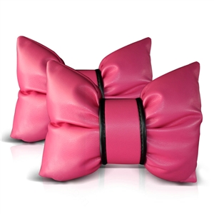2PCS Bowknot Auto Headrest Leather Car Neck Pillow Four Seasons General for Women - Rose