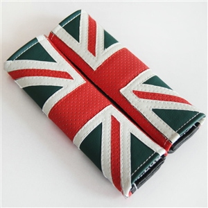 2pcs Car Safety Seat Belt Covers England UK Flag Leather Shoulder Pads - Red Green