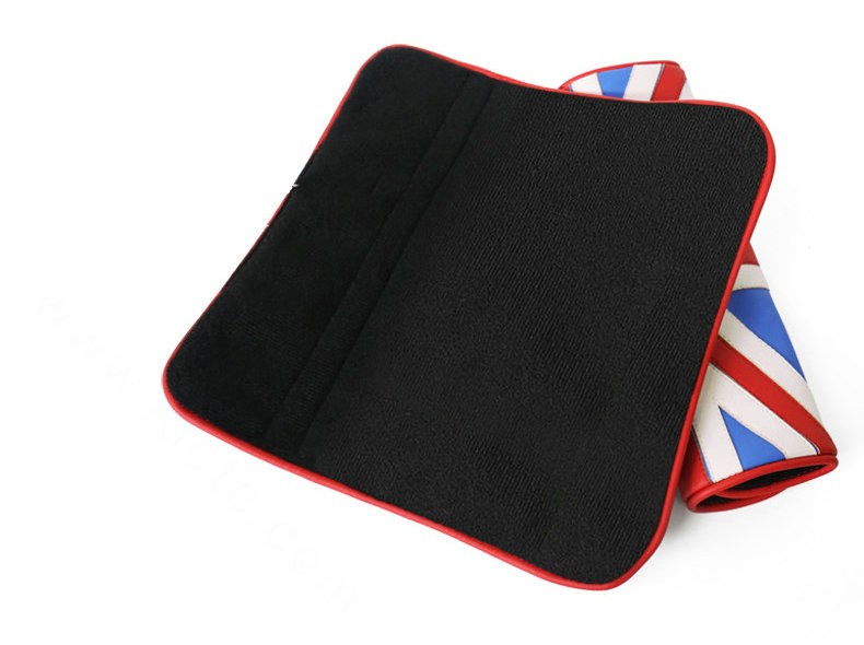 2pcs Car Safety Seat Belt Covers United Kingdom UK Flag Leather Shoulder Pads - Black