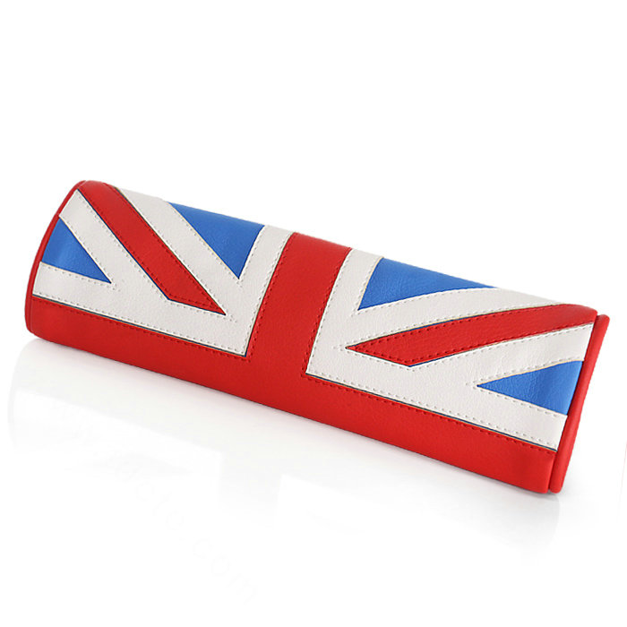 2pcs Car Safety Seat Belt Covers United Kingdom UK Flag Leather Shoulder Pads - Red