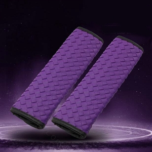 2pcs Car Safety Seat Belt Covers Weaving Leather Shoulder Pads Auto Interior Accessories - Purple