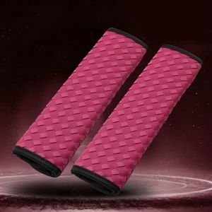 2pcs Car Safety Seat Belt Covers Weaving Leather Shoulder Pads Auto Interior Accessories - Rose