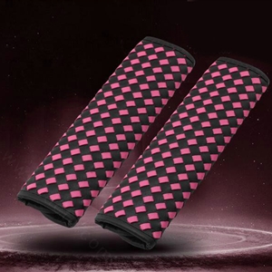 2pcs Car Safety Seat Belt Covers Weaving Leather Shoulder Pads High Quality - Black Rose