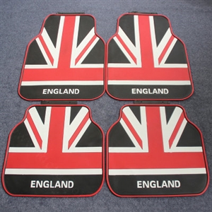 5pcs Rubber Car Floor Mats England UK Flag Universal Carpet Decorative Sets - Red Black