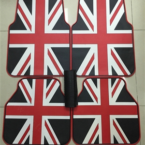 5pcs Rubber Car Floor Mats United Kingdom UK Flag Universal Carpet Decorative Sets - Red Black