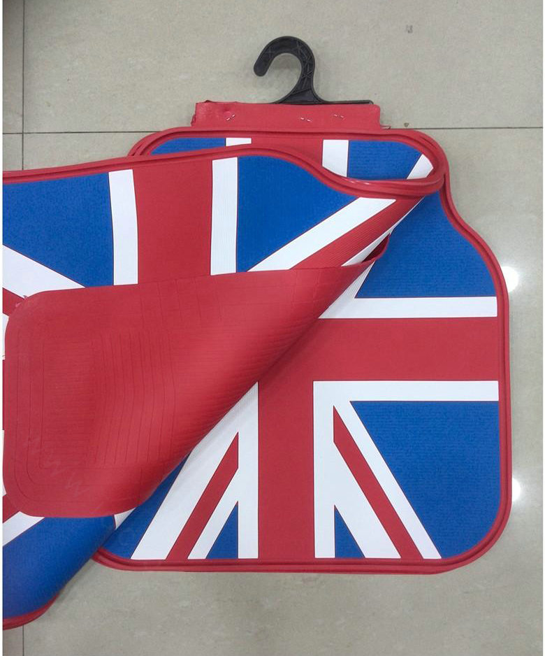 5pcs Rubber Car Floor Mats United Kingdom UK Flag Universal Carpet Decorative Sets - Red Blue