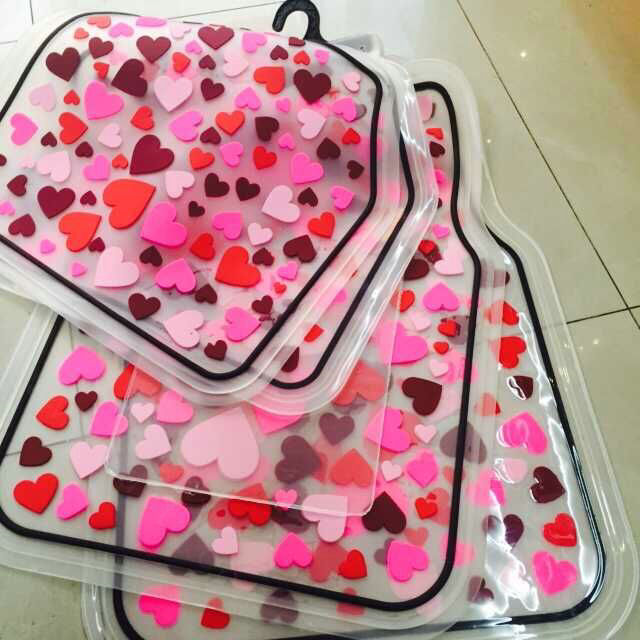 5pcs Rubber Car Floor Mats Women Hearts Universal Carpet Interior Decorative Sets - Red