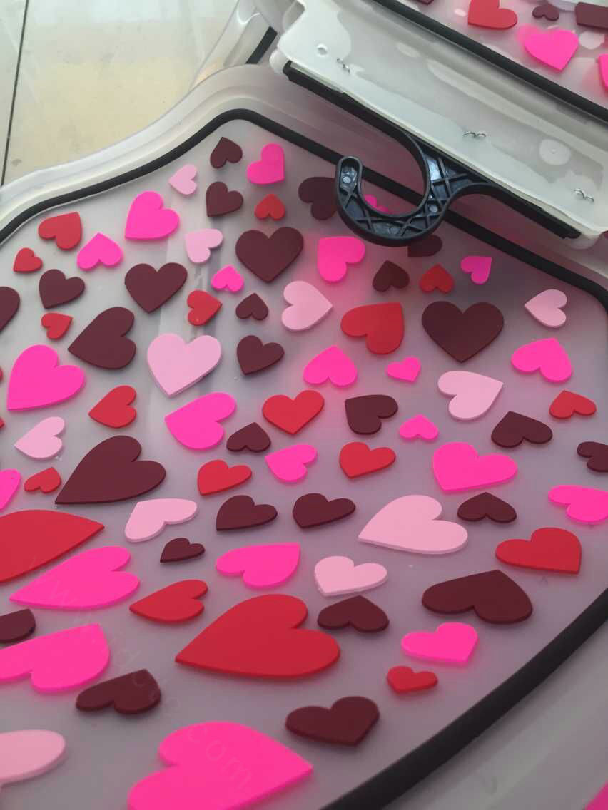 5pcs Rubber Car Floor Mats Women Hearts Universal Carpet Interior Decorative Sets - Red