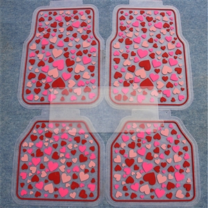 5pcs Rubber Car Floor Mats Women Hearts Universal Carpet Interior Decorative Sets - Red