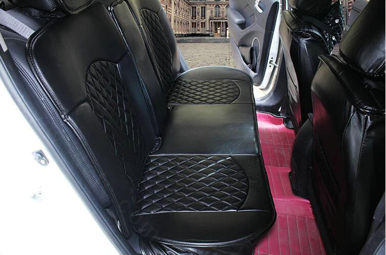 Automotive Seat Covers for Women Quality PU Leather Universal Car Seat Cushion Set - Black