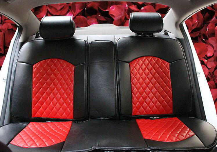 Automotive Seat Covers for Women Quality PU Leather Universal Car Seat Cushion Set - Red