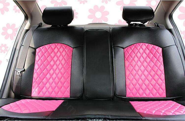 Automotive Seat Covers for Women Quality PU Leather Universal Car Seat Cushion Set - Rose
