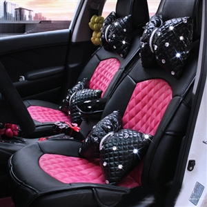 Automotive Seat Covers for Women Quality PU Leather Universal Car Seat Cushion Set - Rose