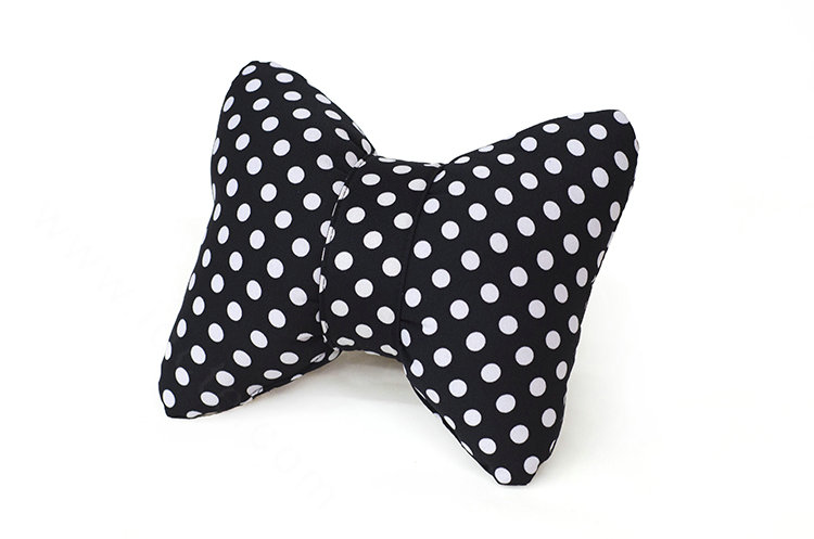 Calssic Polka Dot Car Neck Pillows Headrest Cotton Auto Interior Decoration 1pcs - Black White