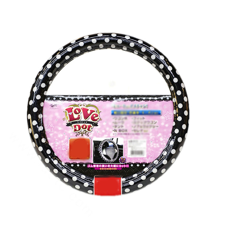 Calssic Polka Dot Leather Car Steering Wheel Covers PVC 38CM 15inch Anti-catch - Black Red