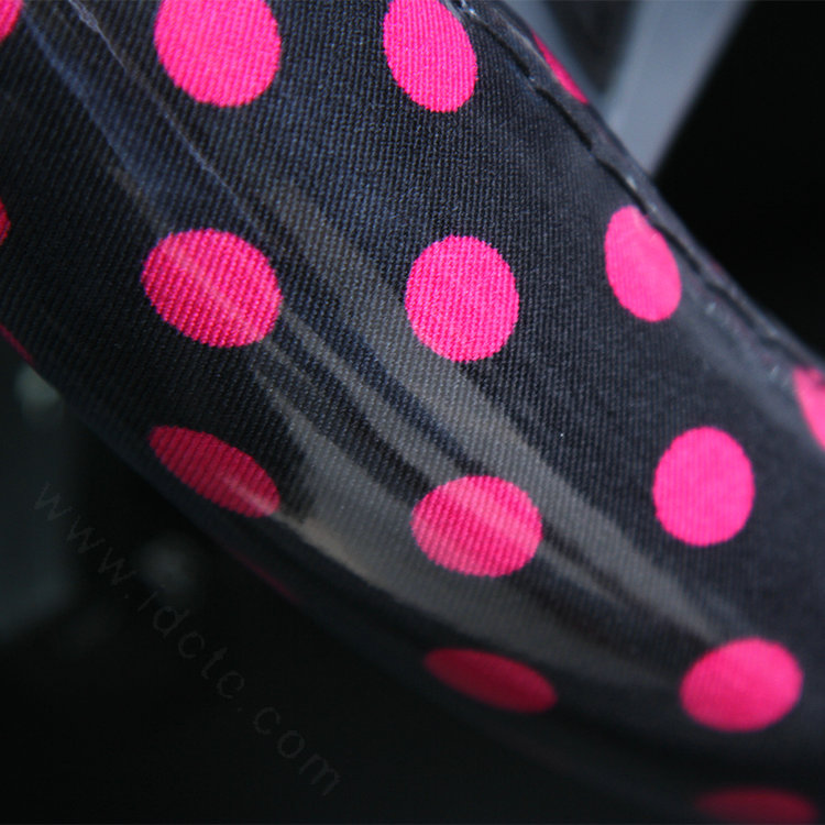 Calssic Polka Dot Leather Car Steering Wheel Covers PVC 38CM 15inch Anti-catch - Black Rose