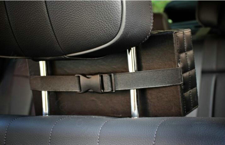 Camellia Leather Car Tissue Box Holder Case Auto Seat Back Hanging Tissue Bag - Black Rose