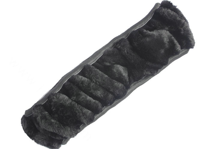 Cheapest Winter Plush Elastic Car Steering Wheel Covers 15 inch 38CM - Black