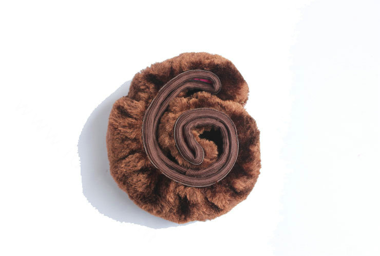 Cheapest Winter Plush Elastic Car Steering Wheel Covers 15 inch 38CM - Coffee