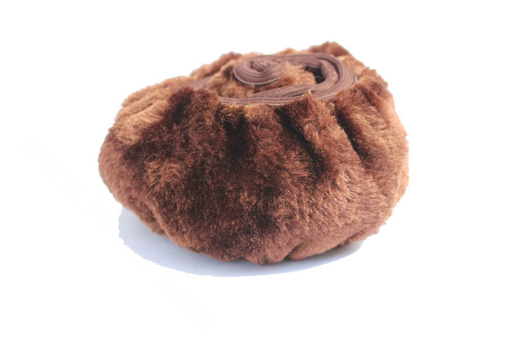 Cheapest Winter Plush Elastic Car Steering Wheel Covers 15 inch 38CM - Coffee