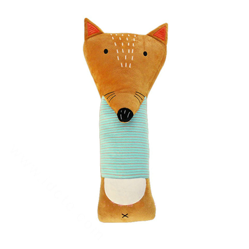 Childen Plush Large Fox Car Safety Seat Belt Covers Shoulder Pads PP Cotton 1pcs - Orange