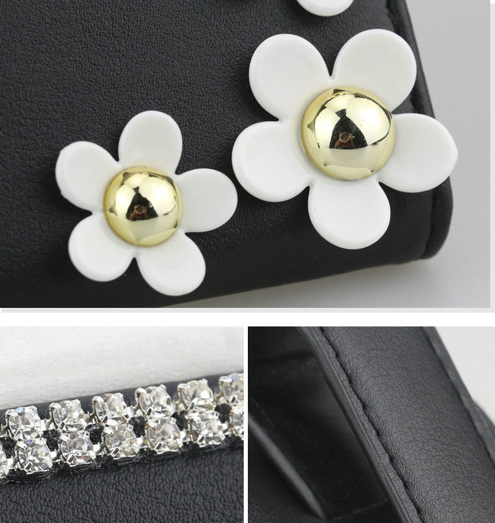 Crystal Flower Leather Car Tissue Box Holder Case Hanging Auto Sun Visor Tissue Bag - Black