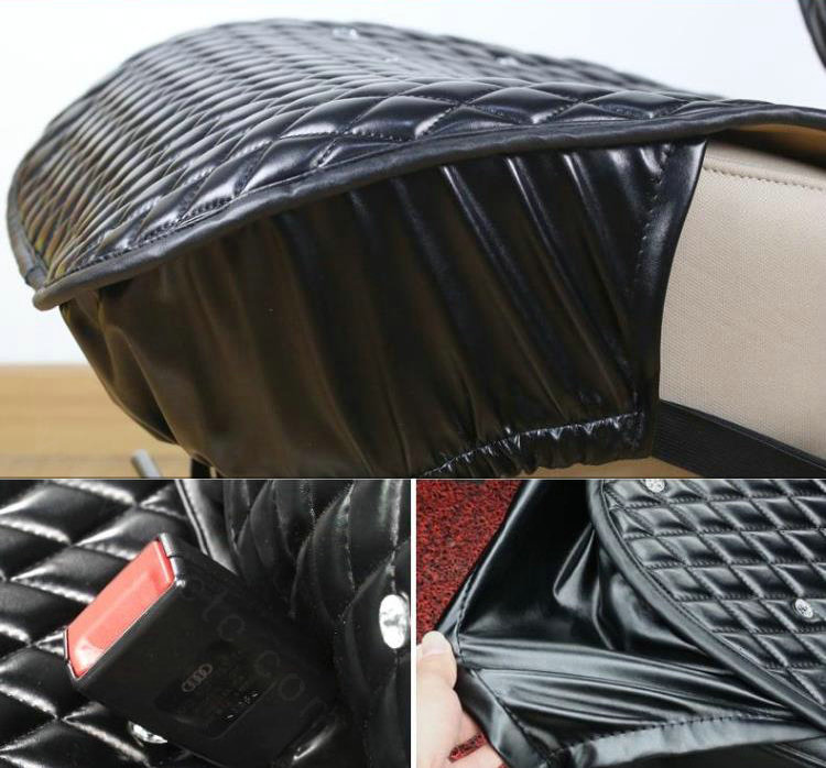 Crystal Flowers Leather Car Seat Cushion Universal Female Auto Seat Covers 10pcs Sets - Black