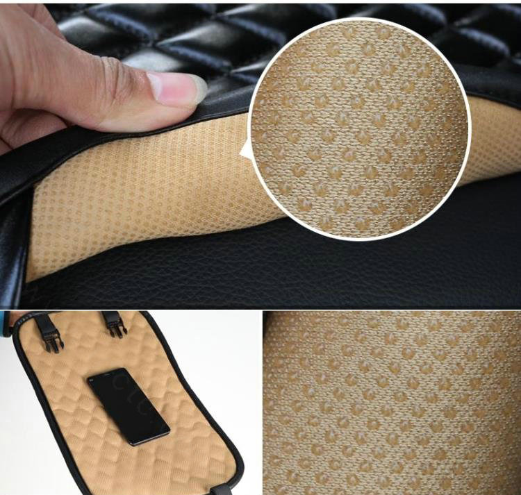 Crystal Flowers Leather Car Seat Cushion Universal Female Auto Seat Covers 10pcs Sets - Black