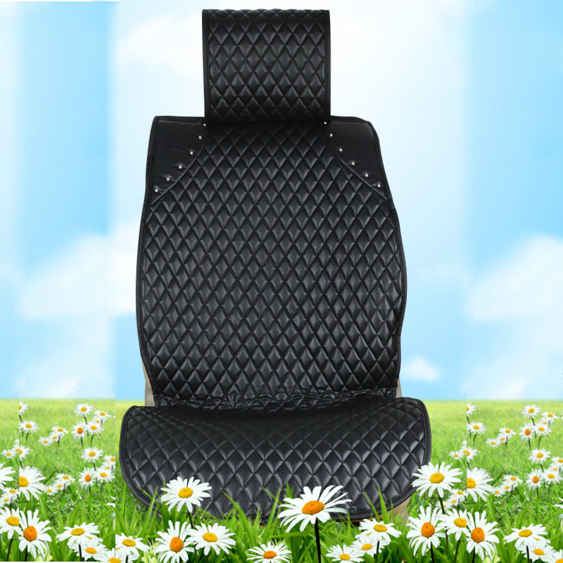Crystal Leather Car Seat Cushion Universal Auto Seat Covers 10pcs Sets Free Shipping - Black