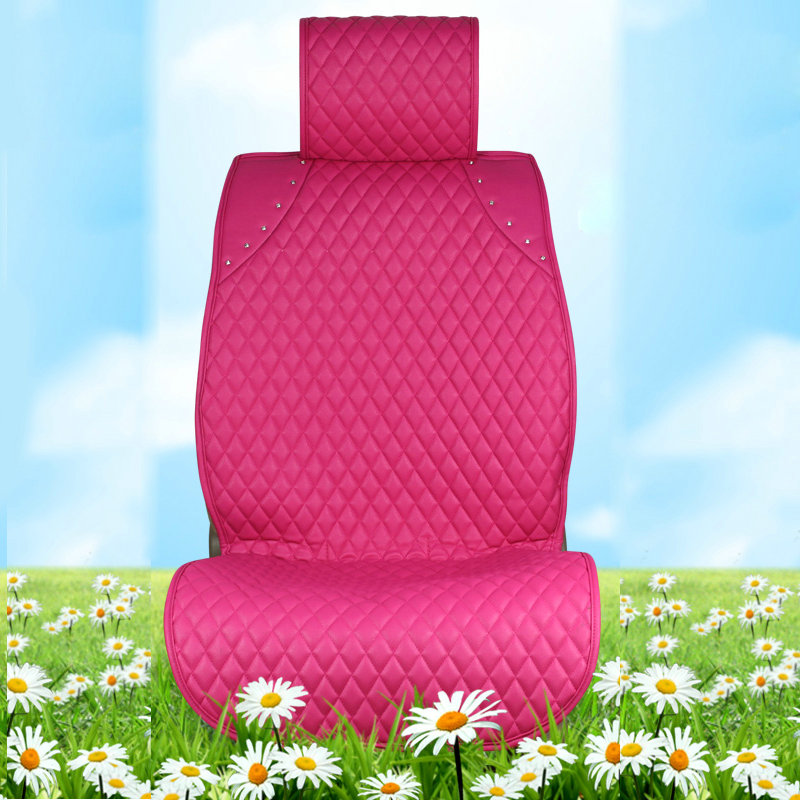 Crystal Leather Car Seat Cushion Universal Auto Seat Covers 10pcs Sets Free Shipping - Pink