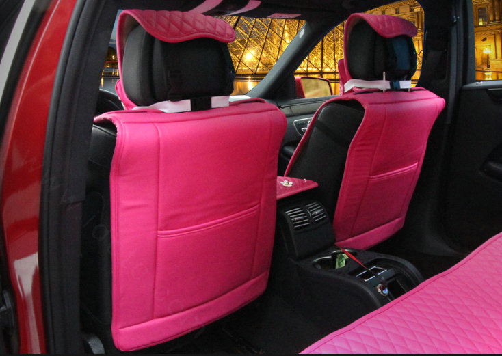 Crystal Leather Car Seat Cushion Universal Auto Seat Covers 10pcs Sets Free Shipping - Pink