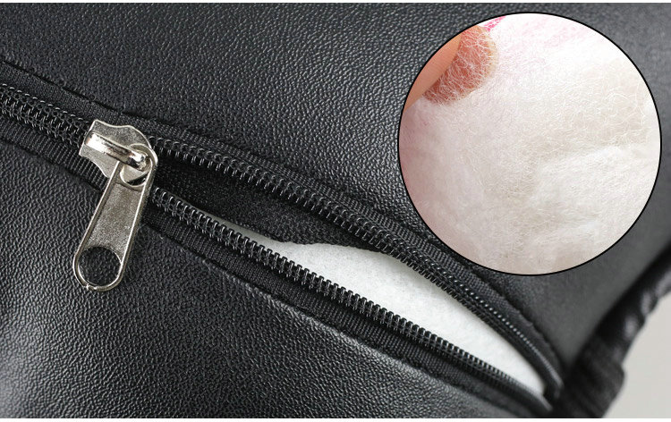 Cute Embroidery Car Seat Waist Pillows Women PU Leather Auto Interior Accessories 1pcs - Black