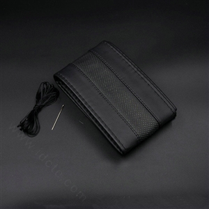 DIY Hand-stitched Car Steering Wheel Cover Wodden Leather Braid 36CM/38CM/40CM - Black