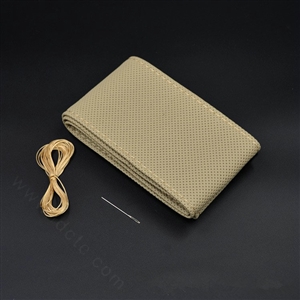DIY Hand-stitched Genuine Braid Leather Car Steering Wheel Cover 36CM/38CM/40CM - Beige
