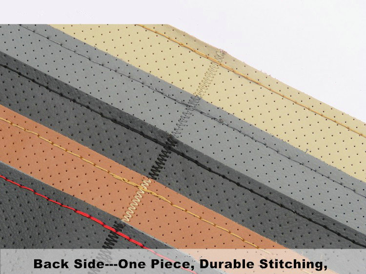 DIY Hand-stitched Genuine Braid Leather Car Steering Wheel Cover 36CM/38CM/40CM - Black