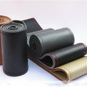 DIY Hand-stitched Genuine Braid Leather Car Steering Wheel Cover 36CM/38CM/40CM - Brown