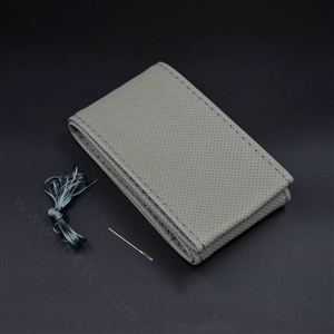 DIY Hand-stitched Genuine Braid Leather Car Steering Wheel Cover 36CM/38CM/40CM - Gray